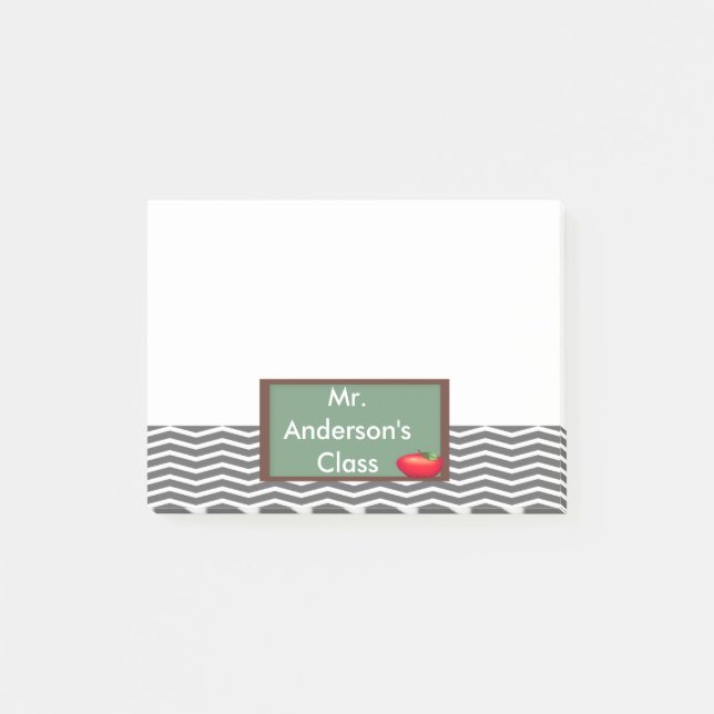 Teachers Grey Chevron Chalkboard Post-it® Notes (Front)