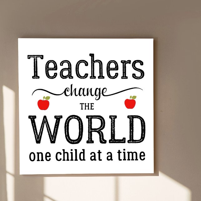 Teachers inspirational script quote and red apples poster (Creator Uploaded)