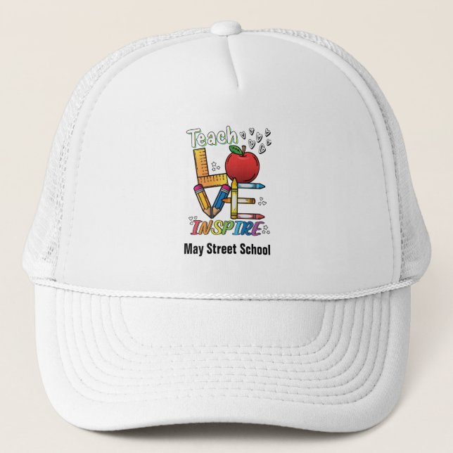 Teacher's Inspire Baseball Hat - School Name (Front)