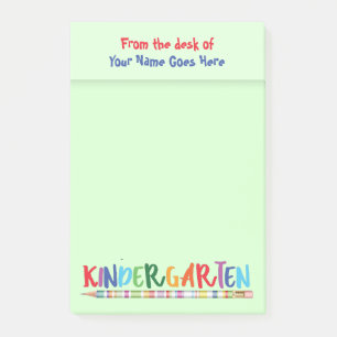 Teachers kindergarten desktop name pencil green post-it notes