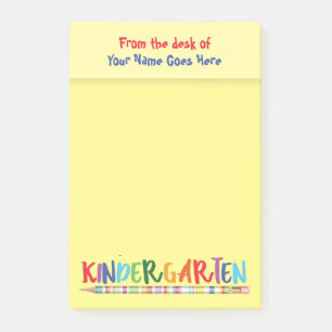 Teachers kindergarten desktop name pencil yellow post-it notes