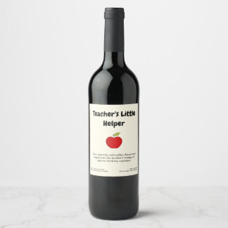 Teacher's Little Helper Joke Wine Label
