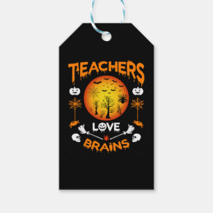 Teachers Love Brains Funny Halloween T Shirt Gift Tags
