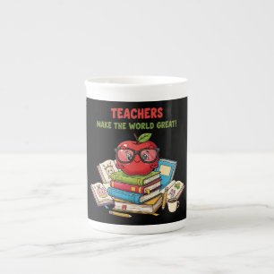 "Teachers Make The World Great" Cute Apple  Bone China Mug