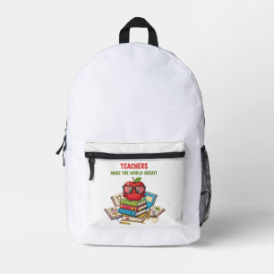 "Teachers Make The World Great" Cute Apple  Printed Backpack