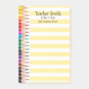 Teachers name coolest ever coloured pencils lined post-it notes