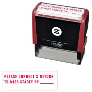 Teacher's Name Grading Please Correct and Return Self-inking Stamp