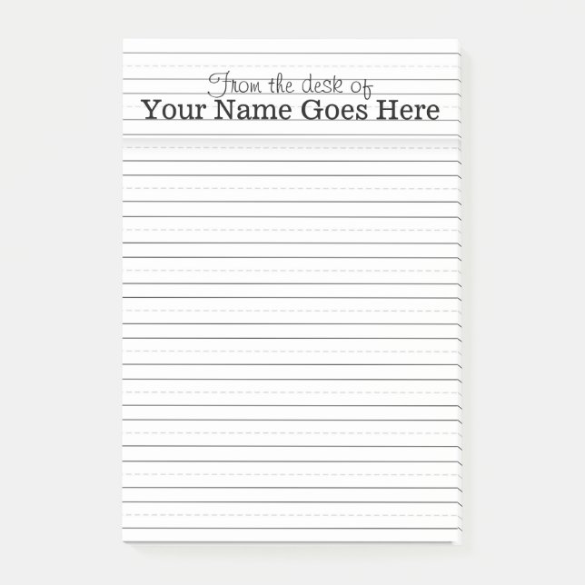 Teachers name penmanship lined office desktop post-it notes (Front)