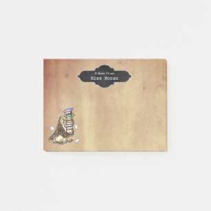 Teachers Name Vintage Paper   Personalized Owl Post-it Notes