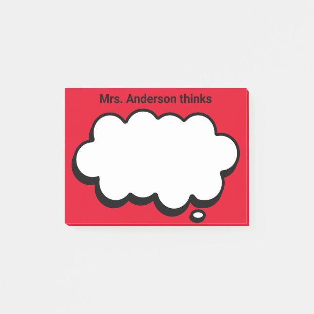 Teacher's Personalized thinking bubble Post-it Notes (Front)