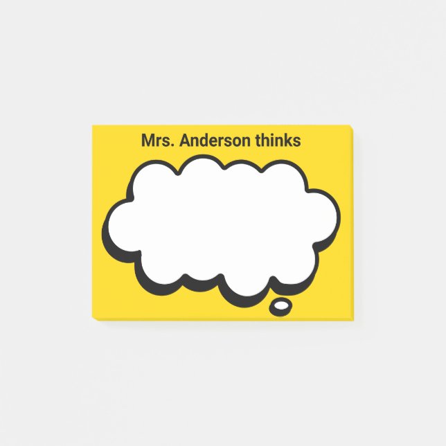 Teacher's Personalized thinking bubble Post-it Notes (Front)