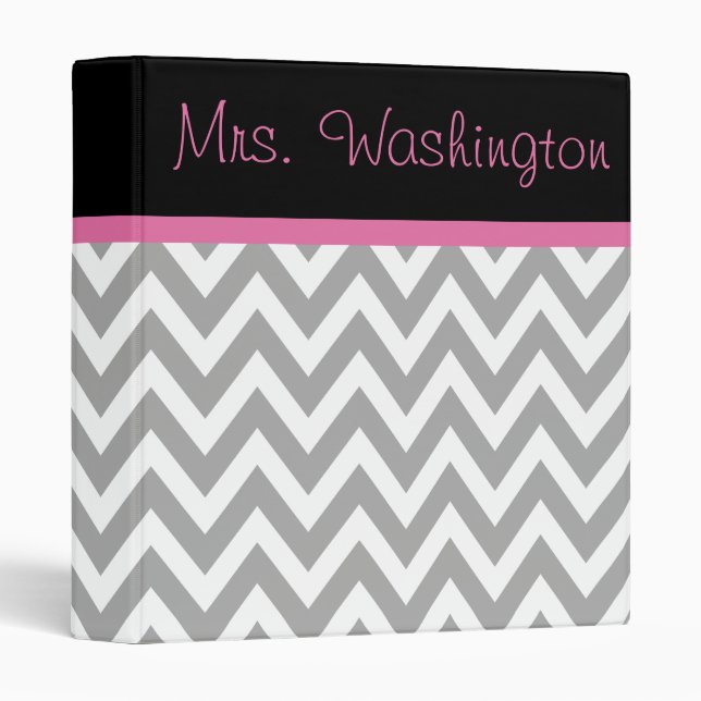 Teacher's Pink Black Lesson School Binder Gift (Front/Spine)