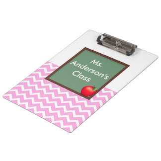 Teachers Pink Chevron Chalkboard Clipboard