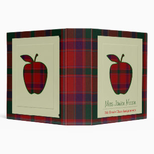 Teacher's Plaid Apple Binder