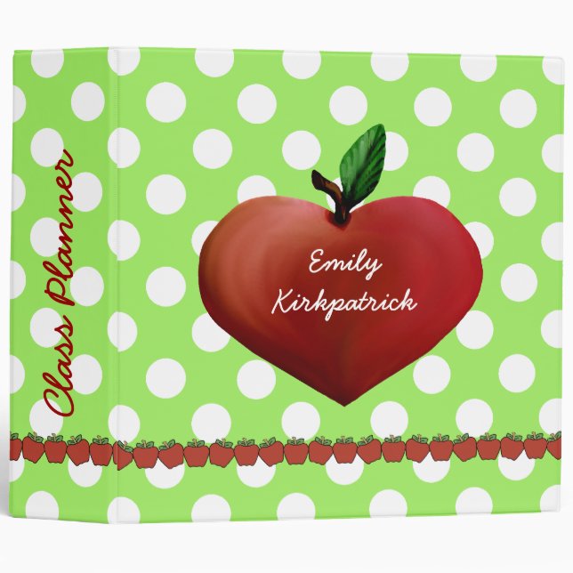 Teacher's Polka Dot & Apple Binder (Front/Spine)