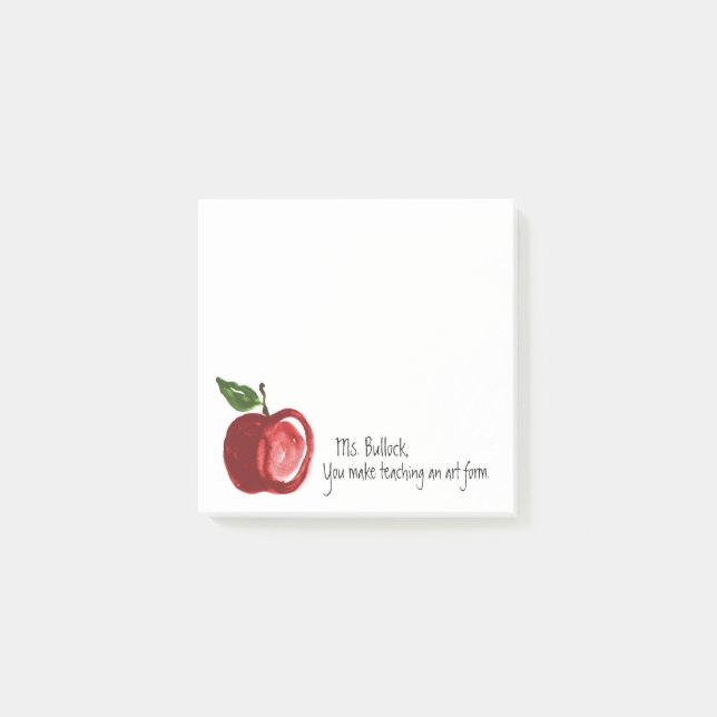 Teacher's Quote with Apple Personalized 3 x 3 Post-it Notes (Front)
