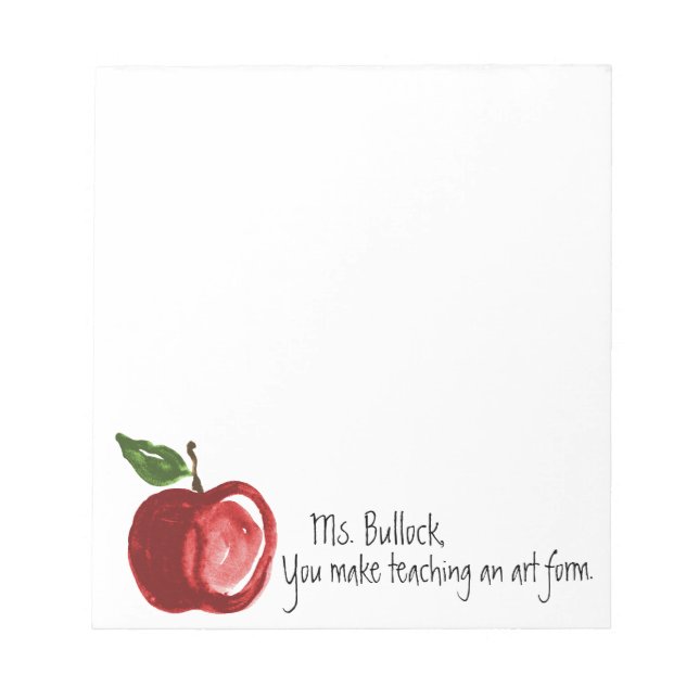 Teacher's Quote with Apple Personalized 5.5 x 6 Notepad (Front)