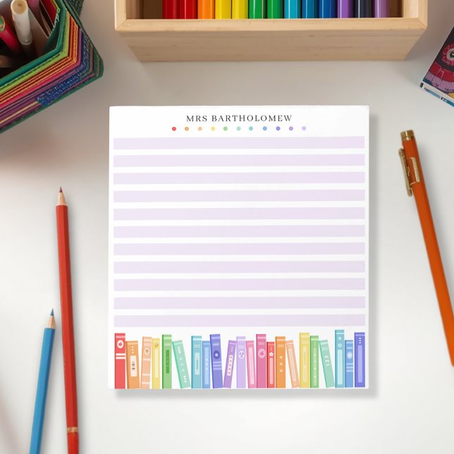 Teacher's Rainbow Colours Books Custom  Notepad (Creator Uploaded)