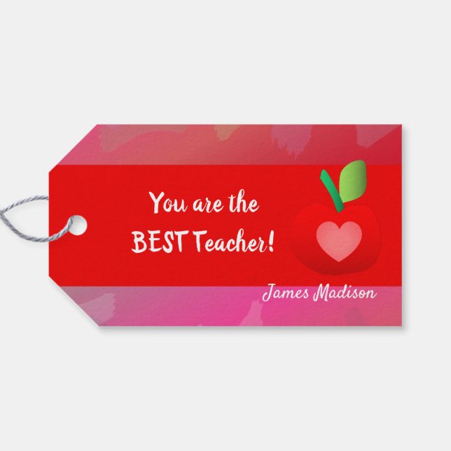 Teacher's Red Apple Gift Tag (Back Horizontal)
