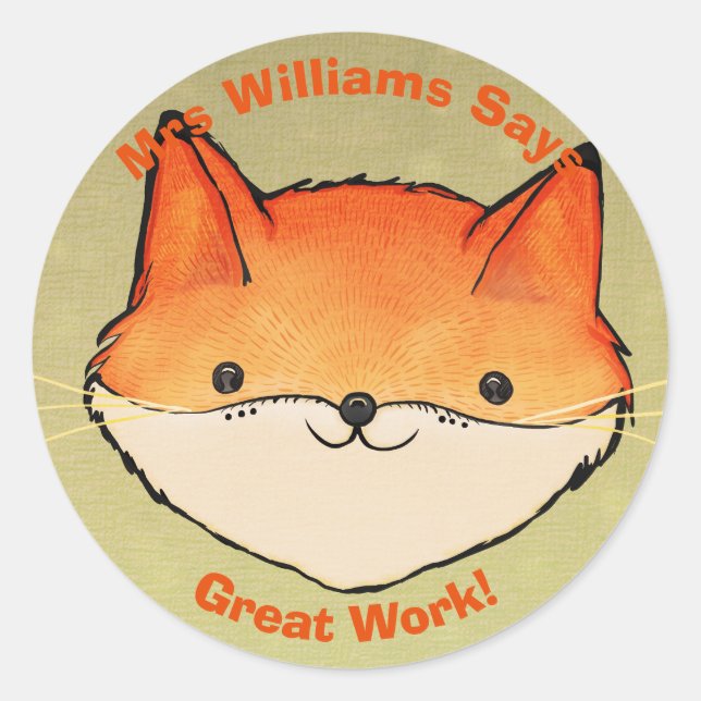 Teachers Reward Stickers Personalized Clever Fox (Front)