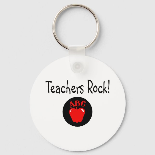 Teachers Rock Apple 2 Keychain (Front)