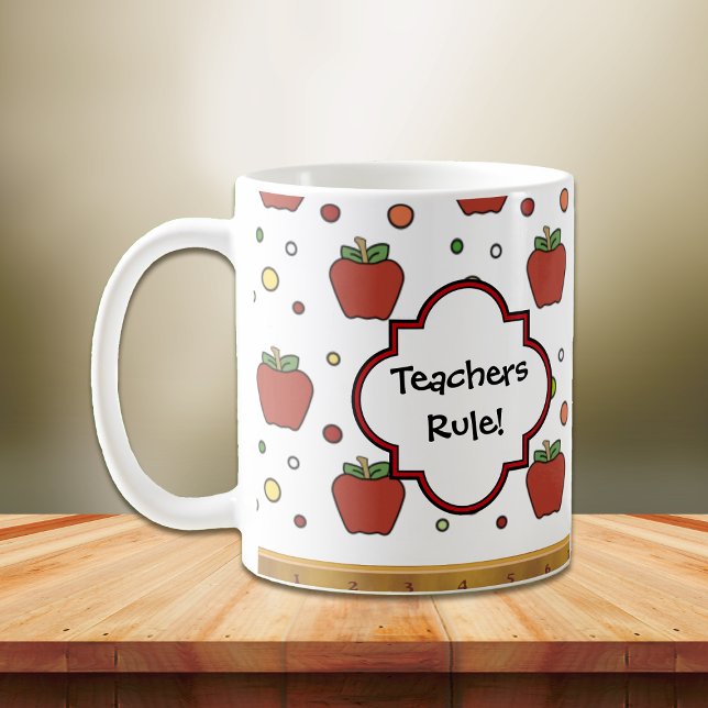 Teachers Rule Apple Pattern Personalized Coffee Mug (Creator Uploaded)
