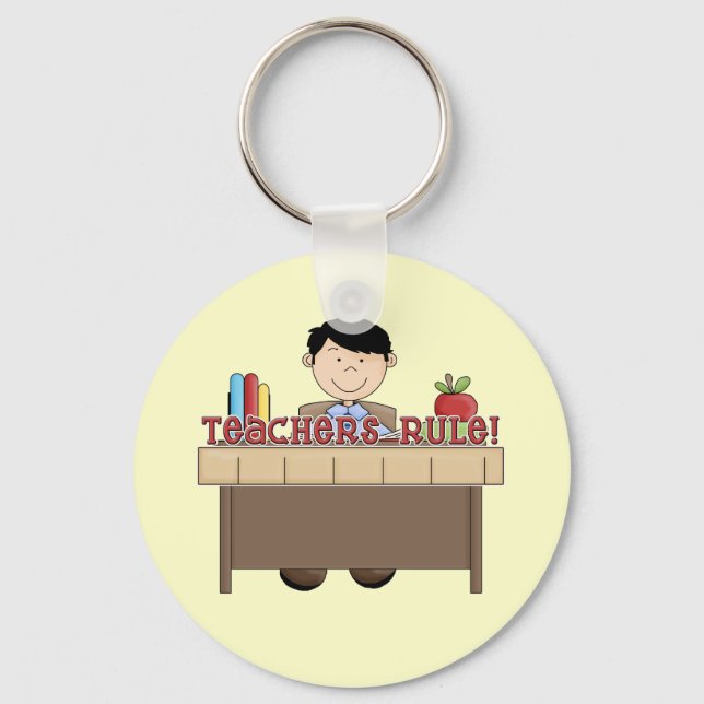 Teachers Rule - Male Tshirts and Gifts Keychain (Front)