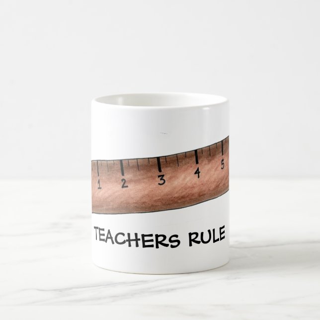 Teachers Rule Wooden Ruler Math Teacher Gift Mug (Center)