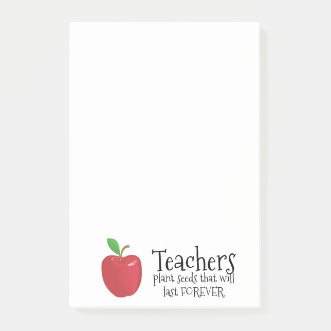 Teachers sayings single red apple plant seeds post-it notes (Front)