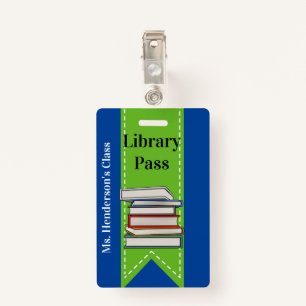 Teachers School Library Hall Pass Badge