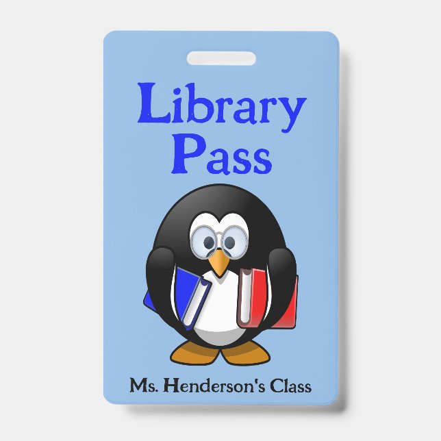 Teachers School Library Hall Pass Badge (Front)