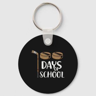 Teachers Students Fun 100th Day Of School Hockey Keychain