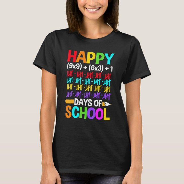 Teachers Students Happy 100 Days of School T-Shirt (Front)