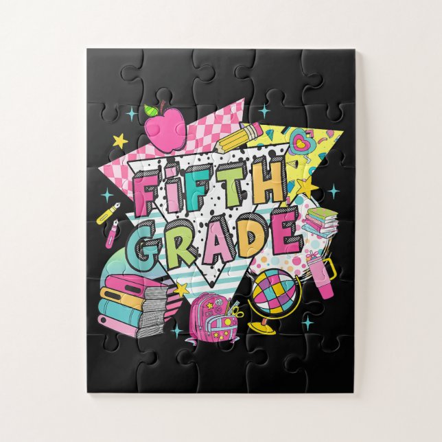 Teachers Students Retro 90s Back To School Jigsaw Puzzle (Vertical)