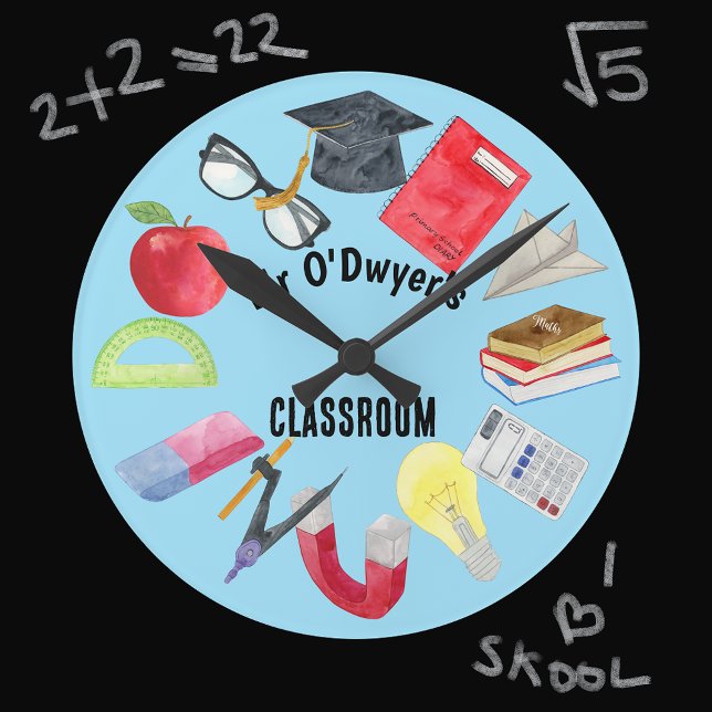 Teachers Subject Professor Classroom Modern Round Clock (Creator Uploaded)