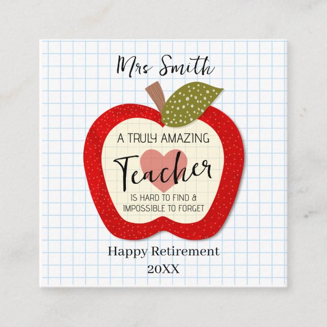 Teachers Teach From the Heart Square Business Card (Front)
