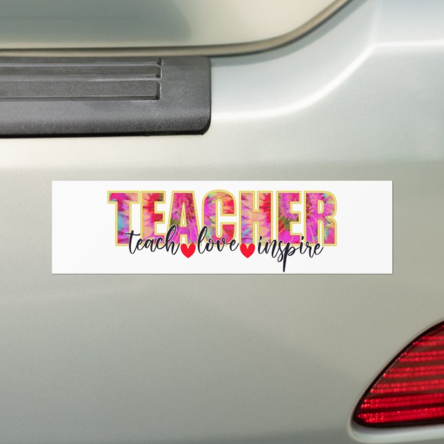 Teachers Teach Love Inspire Cute School Bumper Sticker (On Car)