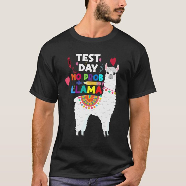Teachers Test Day No Prob Llama Teacher Testing Da T-Shirt (Front)