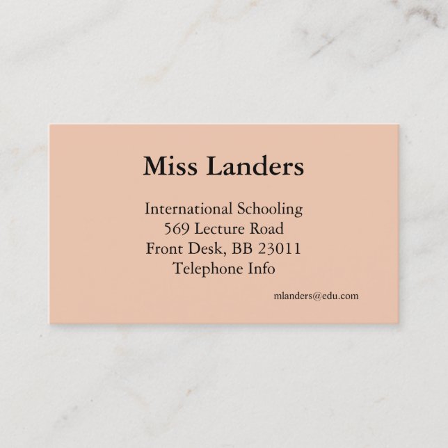 Teachers Unique Business Card (Front)