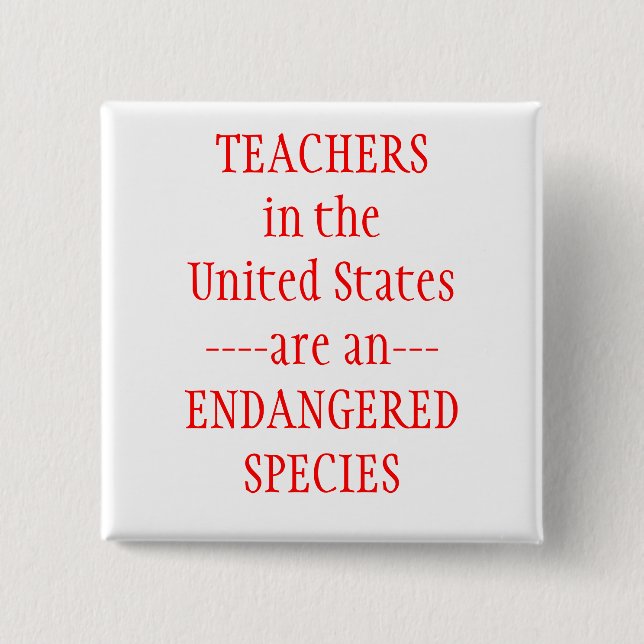 Teachers United States 2 Inch Square Button (Front)