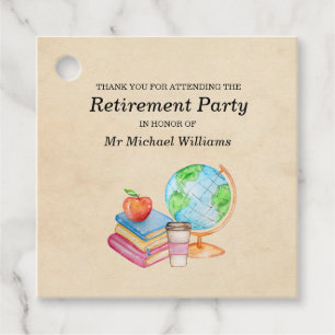 Teachers Vintage Globe Books Retirement Party  Favour Tags