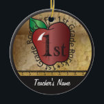 Teacher's Vintage Style 1st Grade | Chalkboard Ceramic Ornament<br><div class="desc">Teacher Ornament. ⭐This Product is 100% Customizable. *****Click on CUSTOMIZE BUTTON to add, delete, move, resize, changed around, rotate, etc... any of the graphics or text. 99% of my designs in my store are done in layers. This makes it easy for you to resize and move the graphics and text...</div>
