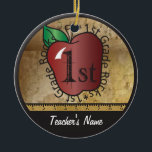 Teacher's Vintage Style 1st Grade | Chalkboard Ceramic Ornament<br><div class="desc">Teacher Ornament. ⭐This Product is 100% Customizable. *****Click on CUSTOMIZE BUTTON to add, delete, move, resize, changed around, rotate, etc... any of the graphics or text. 99% of my designs in my store are done in layers. This makes it easy for you to resize and move the graphics and text...</div>