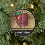 Teacher's Vintage Style 1st Grade | Chalkboard Ceramic Ornament<br><div class="desc">First Grade School Teacher Ornament. Unique Vintage Style 1st grade school teacher design ready for you to personalize. Featured in a vintage school style with the saying "1st Grade Rocks" Teacher Christmas Ornament. 📌If you need further customization, please click the "Click to Customize further" or "Customize or Edit Design"button and...</div>