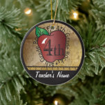 Teacher's Vintage Style 4th Grade | Chalkboard Ceramic Ornament<br><div class="desc">Redid!!!! Third Grade School Teacher Ornament. Unique Vintage Style 3rd grade school teacher design ready for you to personalize. Featured in a vintage school style with the saying "3rd Grade Rocks" Teacher Christmas Ornament. 🥇AN ORIGINAL COPYRIGHT ART DESIGN by Donna Siegrist ONLY AVAILABLE ON ZAZZLE! ✔NOTE: ONLY CHANGE THE TEMPLATE...</div>