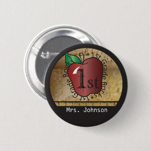 Teacher's Vintage Styled 1st Grade 👩🏫 2 Inch Round Button
