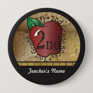 Teacher's Vintage Styled 2nd Grade Button Pin