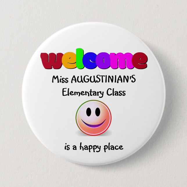 Teachers Welcome 3 Inch Round Button (Front)