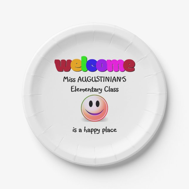 Teachers Welcome Paper Plate (Front)