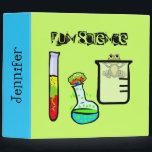 Teacher's Whimsical Science Binder<br><div class="desc">Cute teacher's three ring Avery science binder done in light green on the front and back, and turquoise on the spine. Cartoon graphics of colourful test tubes, beakers and a cute frog decorate the front and a large beaker, on the back of the binder. Fun custom black text, on the...</div>